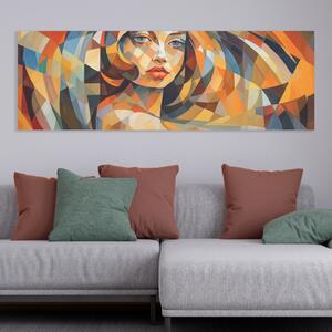 Obraz na plátně - Modrooká žena, abstrakce FeelHappy.cz Velikost obrazu: 60 x 20 cm