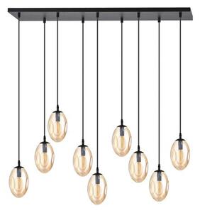 Závěsné svítidlo ASTRAL 9 – černé, jantarové sklo, 9× E14, šířka 100 cm