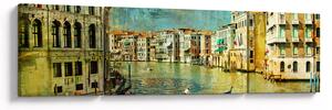 Obraz - Benátský kanál a gondoly (170x50 cm)
