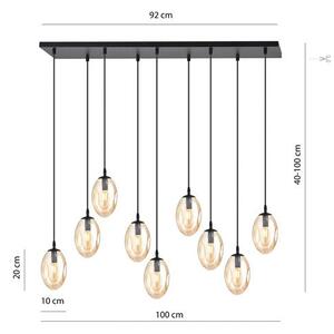 Závěsné svítidlo ASTRAL 9 – černé, jantarové sklo, 9× E14, šířka 100 cm
