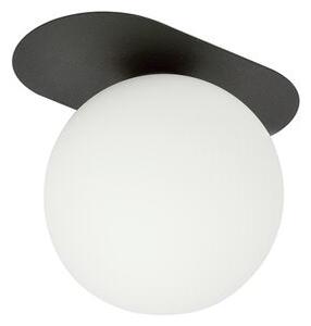 Stropní svítidlo PLAZA 1 – černé, opálové sklo, 1× E14, šířka 20 cm