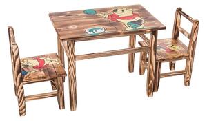 ČistéDřevo Dětský dřevěný stoleček s židličkami Zvolte variantu:: Medvídek Pú