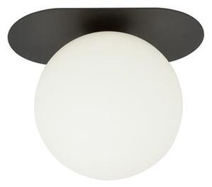 Stropní svítidlo PLAZA 1 – černé, opálové sklo, 1× E14, šířka 20 cm