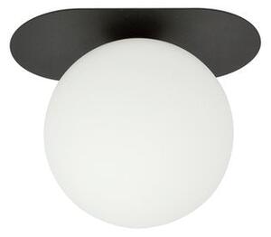 Stropní svítidlo PLAZA 1 – černé, opálové sklo, 1× E14, šířka 20 cm