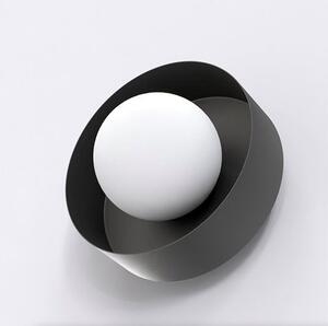 Nástěnné svítidlo LULU K1 – černé, bílé sklo, 1× G9, šířka 17 cm
