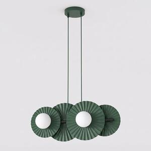Závěsné svítidlo UMBRA 4 – olivově zelené, bílé sklo, 4× G9, šířka 59 cm