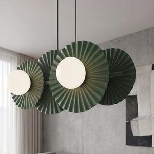 Závěsné svítidlo UMBRA 4 – olivově zelené, bílé sklo, 4× G9, šířka 59 cm