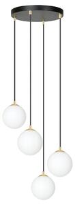 Závěsné svítidlo ROYAL 4 – černé, bílé sklo, 4× E14, šířka 40 cm