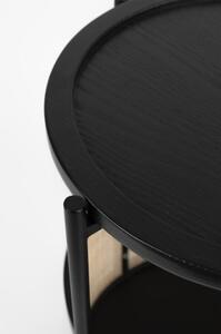 White Label Living Odkládací stolek MAKOTO WLL Ø30 cm, ratan černý 2300307