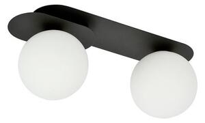 Stropní svítidlo PLAZA 2 – černé, opálové sklo, 2× E14, šířka 45 cm