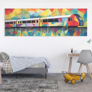 Obraz na plátně - Příměstský vlak s abstraktním pozadím FeelHappy.cz Velikost obrazu: 60 x 20 cm