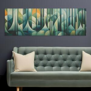 Obraz na plátně - Jehličnatý les v abstraktním stylu FeelHappy.cz Velikost obrazu: 150 x 50 cm