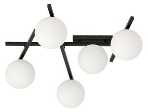 Stropní svítidlo SMART 5 – černé, opálové sklo, 5× E14, šířka 67 cm