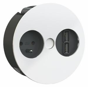 Zásuvka zápustná BACH TWIST 1Z, 2x USB 2 m, bílá