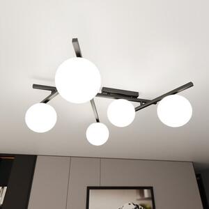 Stropní svítidlo SMART 5 – černé, opálové sklo, 5× E14, šířka 67 cm