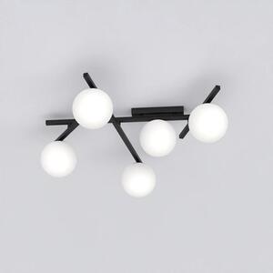 Stropní svítidlo SMART 5 – černé, opálové sklo, 5× E14, šířka 67 cm