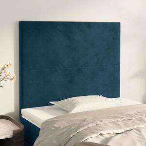 Čelo postele tmavě modré 100x5x118/128 cm sametové 3116098