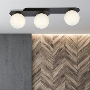 Stropní svítidlo PLAZA 3 – černé, opálové sklo, 3× E14, šířka 70 cm