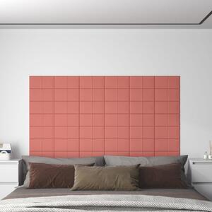 Nástěnné panely 12 ks růžové 30 x 15 cm samet 0,54 m²