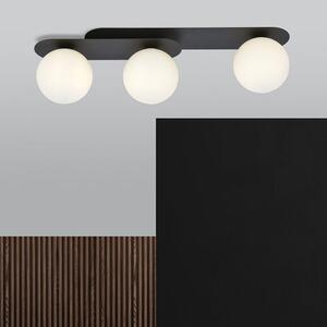 Stropní svítidlo PLAZA 3 – černé, opálové sklo, 3× E14, šířka 70 cm