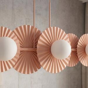 Závěsné svítidlo UMBRA 6 – korálové, bílé sklo, 6× G9, šířka 92 cm