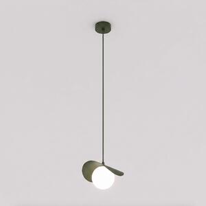 Závěsné svítidlo RITUAL 1S – olivově zelené, bílé sklo, 1× G9, šířka 31 cm