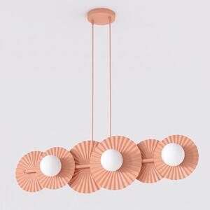 Závěsné svítidlo UMBRA 6 – korálové, bílé sklo, 6× G9, šířka 92 cm