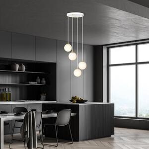 Závěsné svítidlo ROYAL 4 – celobílé, sklo, 4× E14, šířka 40 cm
