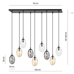Závěsné svítidlo ASTRAL 9 – černé, grafitové / čiré / jantarové sklo, 9× E14, šířka 100 cm
