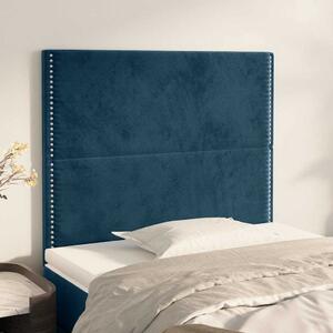 Čelo postele tmavě modré 100x5x118/128 cm sametové 3116238