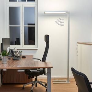 Stříbrná kancelářská LED stojací lampa Dorean