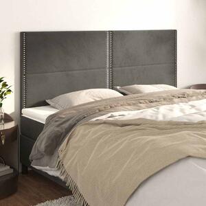 Čelo postele tmavě šedé 200x5x118/128 cm sametové 3116259