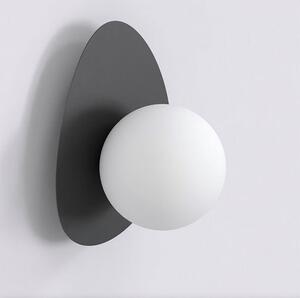 Nástěnné svítidlo OVO K1 – černé, bílé sklo, 1× G9, šířka 15 cm
