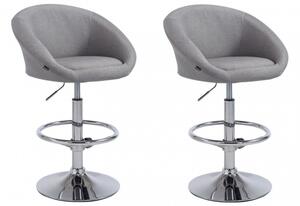 2 ks / set barová židle Miami V2 látkový potah, chrom, světle šedá