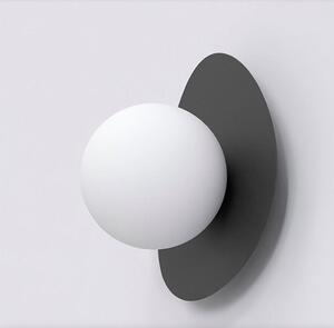 Nástěnné svítidlo OVO K1 – černé, bílé sklo, 1× G9, šířka 15 cm