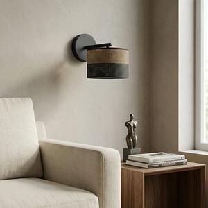 Nástěnné svítidlo KARBON K1 – černé / hnědé, textilní stínidlo, 1× E27, šířka 20 cm