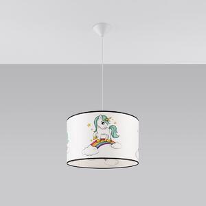 Dětské závěsné svítidlo Unicorn, 1x plastové stínítko se vzorem, (fi 40cm)