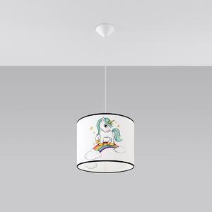 Dětské závěsné svítidlo Unicorn, 1x plastové stínítko se vzorem, (fi 30cm)