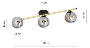 Stropní svítidlo SPLENDI 3 – černé, grafitové sklo, 3× E14, šířka 80 cm