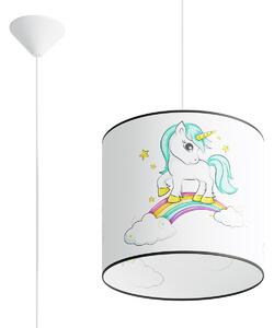 Dětské závěsné svítidlo Unicorn, 1x plastové stínítko se vzorem, (fi 30cm)