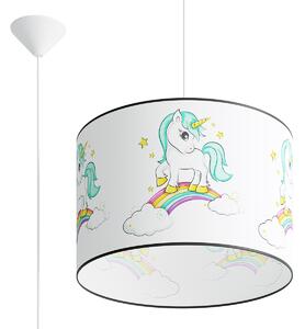 Dětské závěsné svítidlo Unicorn, 1x plastové stínítko se vzorem, (fi 40cm)