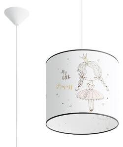 Dětské závěsné svítidlo Princess, 1x plastové stínítko se vzorem, (fi 30cm)