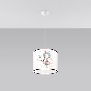 Dětské závěsné svítidlo Princess, 1x plastové stínítko se vzorem, (fi 30cm)