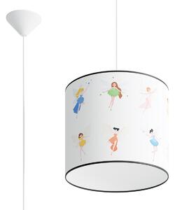 Dětské závěsné svítidlo Fairy, 1x plastové stínítko se vzorem, (fi 30cm)