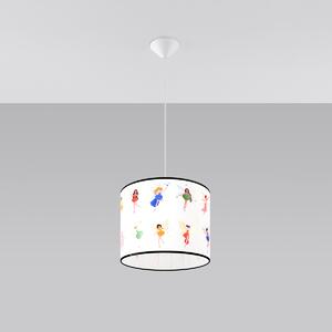 Dětské závěsné svítidlo Fairy, 1x plastové stínítko se vzorem, (fi 30cm)