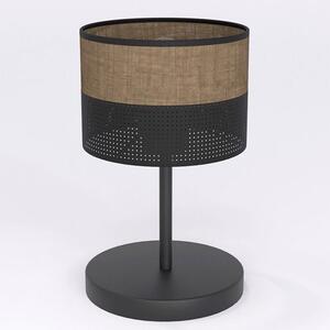 Stolní lampa KARBON LN1 – černá / hnědá, textilní stínidlo, 1× E27, šířka 20 cm
