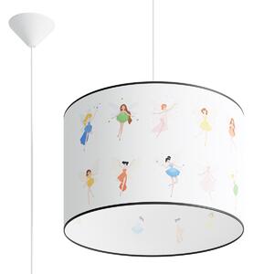 Dětské závěsné svítidlo Fairy, 1x plastové stínítko se vzorem, (fi 40cm)
