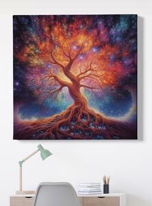 Obraz na plátně - Strom života napojen na vesmír FeelHappy.cz Velikost obrazu: 60 x 60 cm