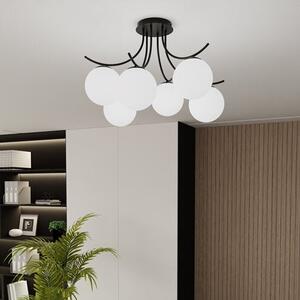Stropní svítidlo BOSTON 6 – černé, opálové sklo, 6× E14, šířka 60 cm