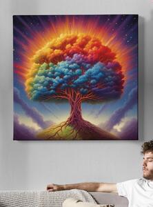 Obraz na plátně - Barevný zářící strom života FeelHappy.cz Velikost obrazu: 40 x 40 cm